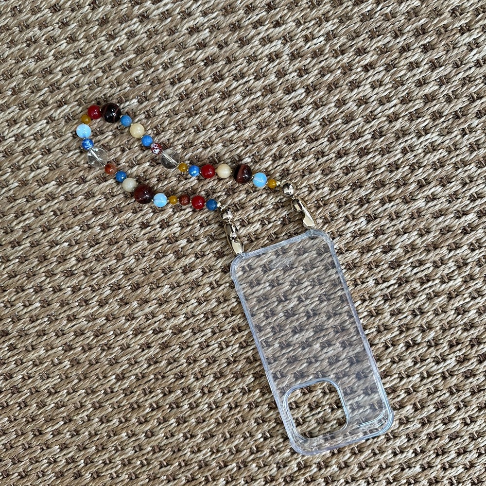 Ossa Clear Phone Case with Beaded Strap iPhone 14 Pro